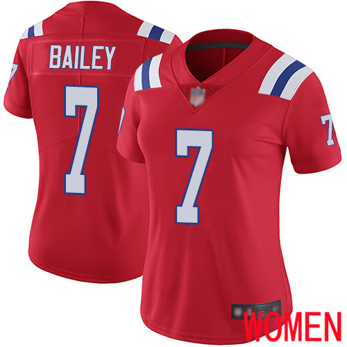 New England Patriots Football #7 Vapor Untouchable Limited Red Women Jake Bailey Alternate NFL Jersey->women nfl jersey->Women Jersey